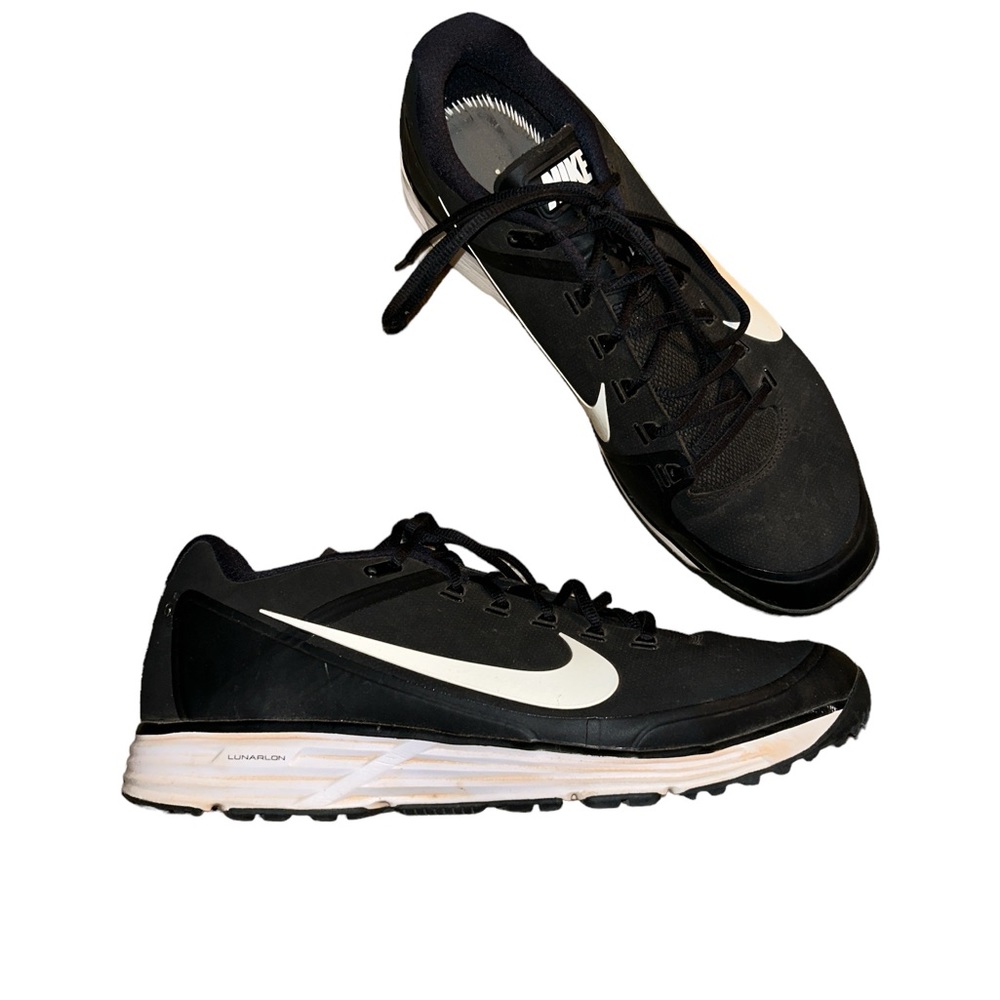 Nike Lunarlon Men's Black White Sneakers/Baseball 880262-010 Size 13 2016